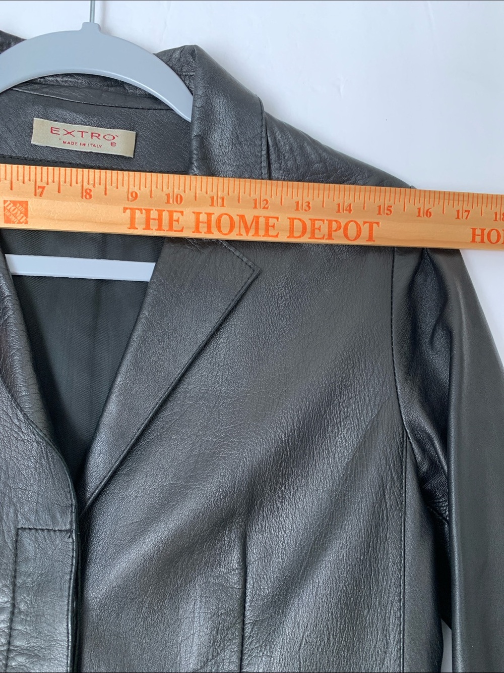 Extro Women Leather Long Coat Pockets Black Made in Italy Size S - Picture 4 of 9